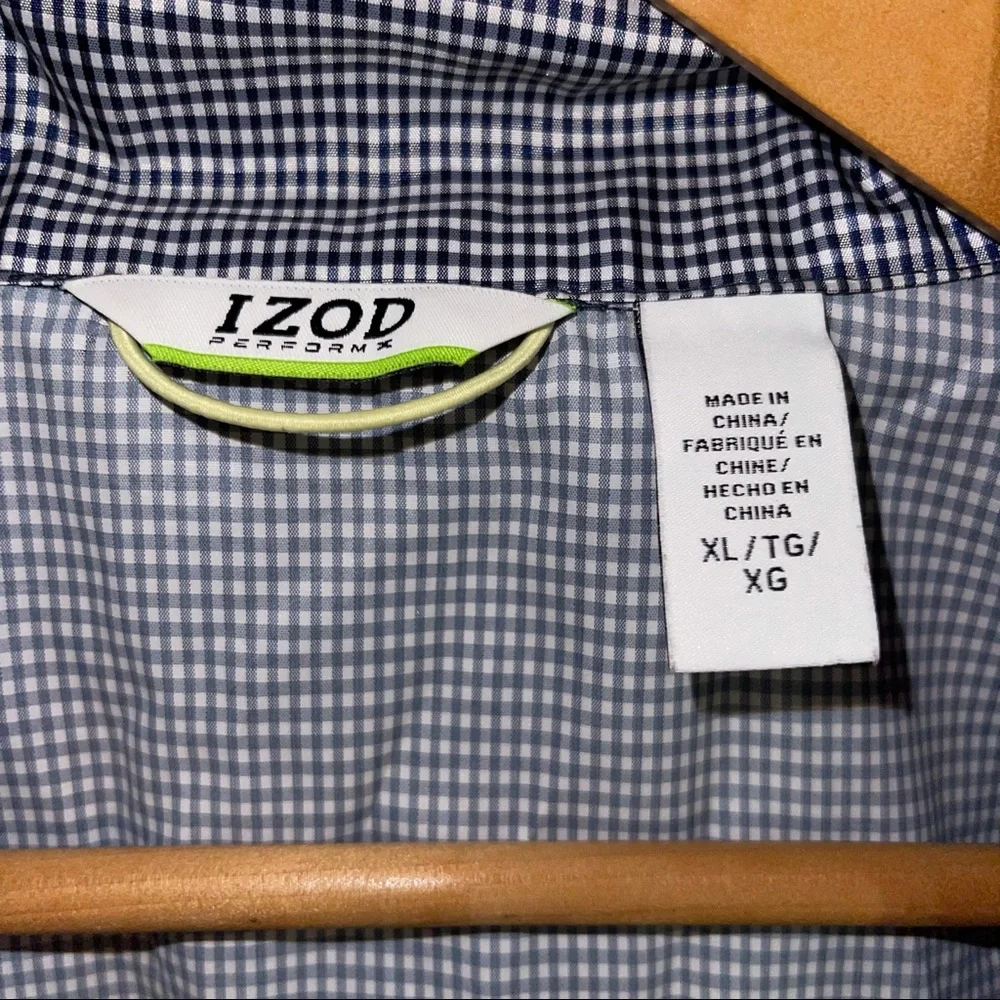 Izod windbreaker gingham blu/white size XL